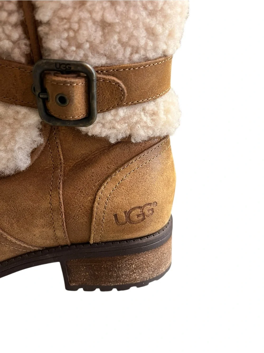 Ugg Blayre II Suede Shearling Side Zip Tan‎ Brown Winter Boots Women's 9
